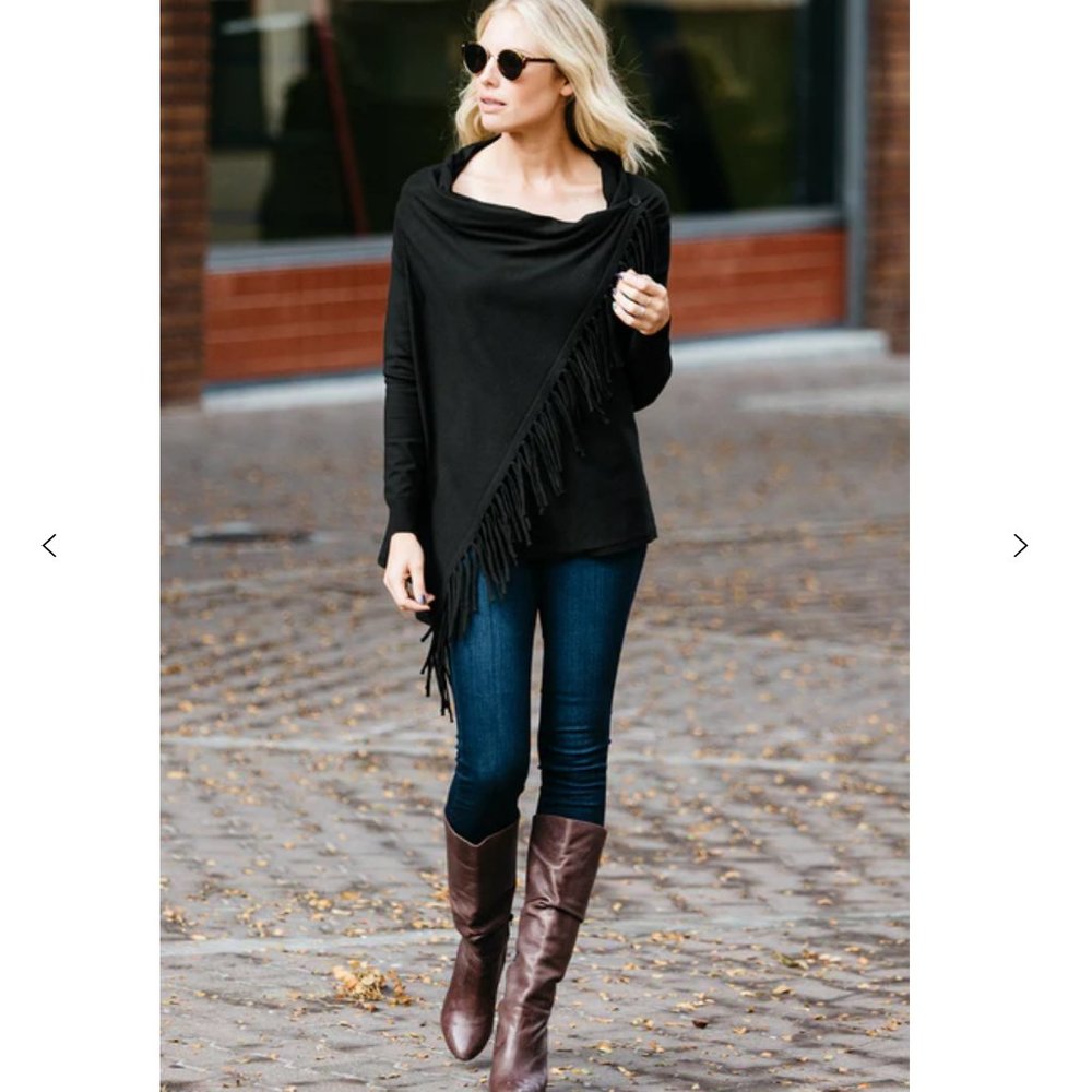 Serena Williams Blue Fringe wrap cardigan